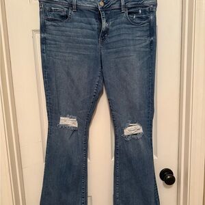 American Eagle Outfitters Blue Distressed Flare Jeans